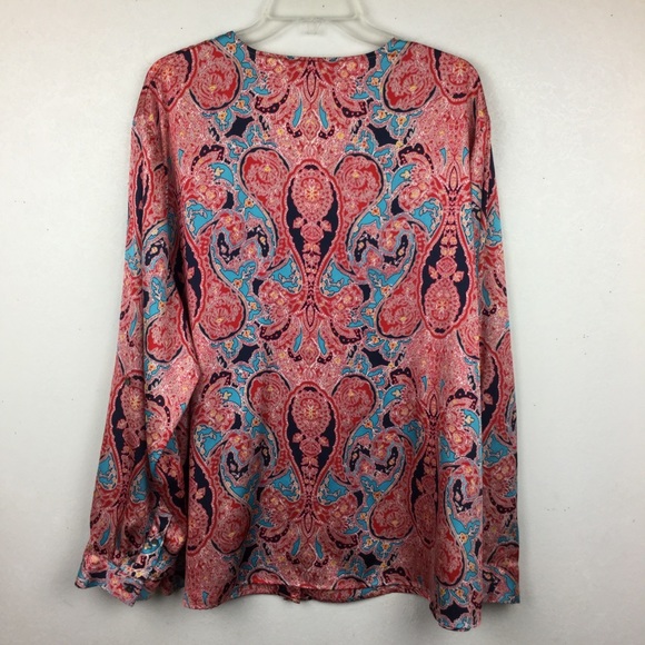Jones New York Collection 24W Top Red Paisley - Picture 4 of 5
